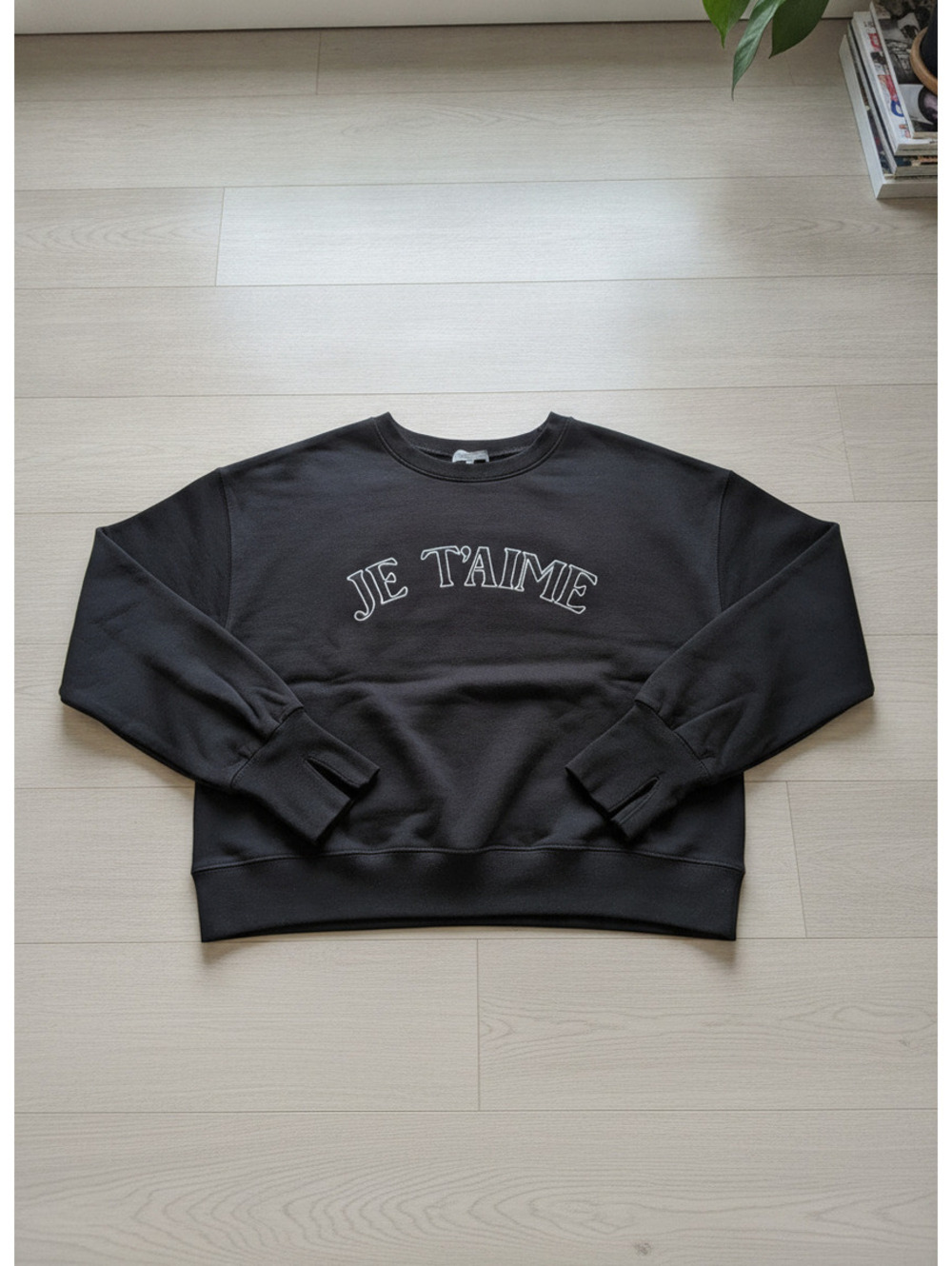 Joy Lab Black 'Je T'aime' Crewneck Sweatshirt Size L